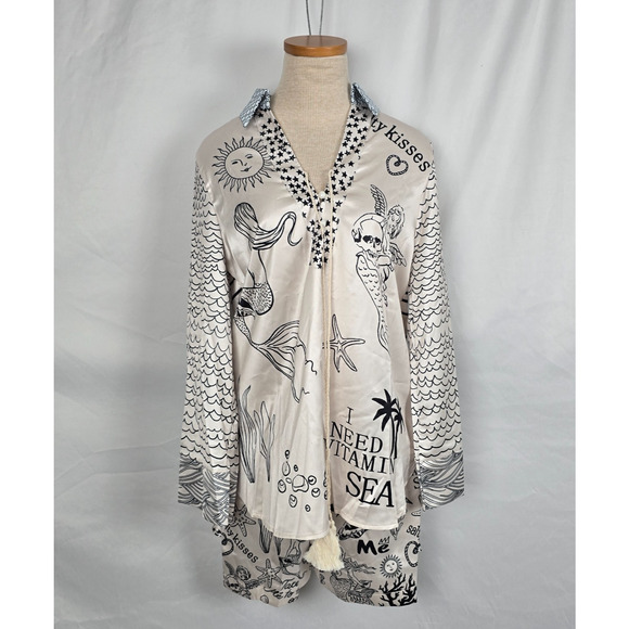 Unbranded Pajama Set Women's L I Need Vitamin Sea Long Sleeve Shirt + Shorts New - Picture 1 of 16